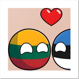 Lithuania and Estonia Countryball Saint Valentine's day Posters and Art